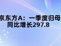 京东方A：一季度归母净利润9.84亿元，同比增长297.8%